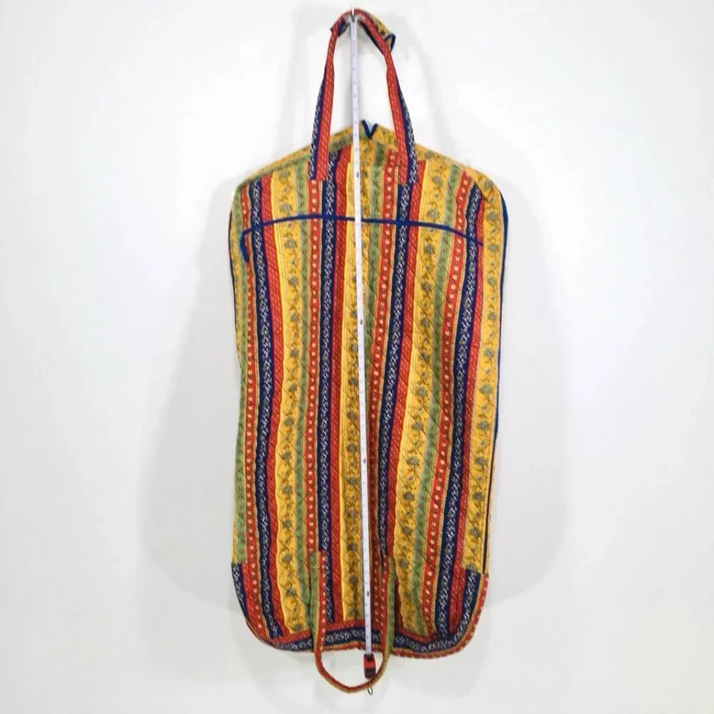 Vintage Cotton Quilted Hanging Garment Bag 48x25 Indonesia Blue Interior